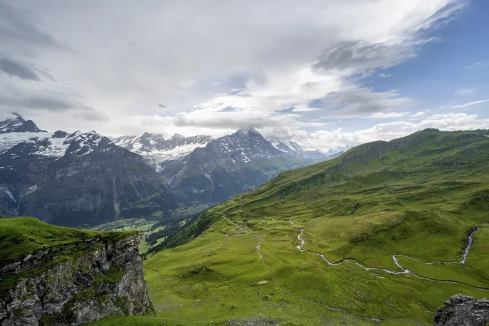 Gerahmter Druck : Blick auf das Bergpanorama von Grindelwald First. Gerahmter Druck : Blick auf das Bergpanorama von Grindelwald First.