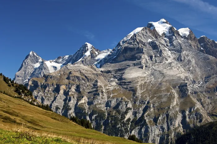 Gerahmter Druck : Blick auf den Eiger, den Mönch und die Jungfrau.