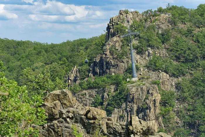 Gerahmter Druck : Blick von der Rosstrappe und Seilbahn Gerahmter Druck : Blick von der Rosstrappe und Seilbahn