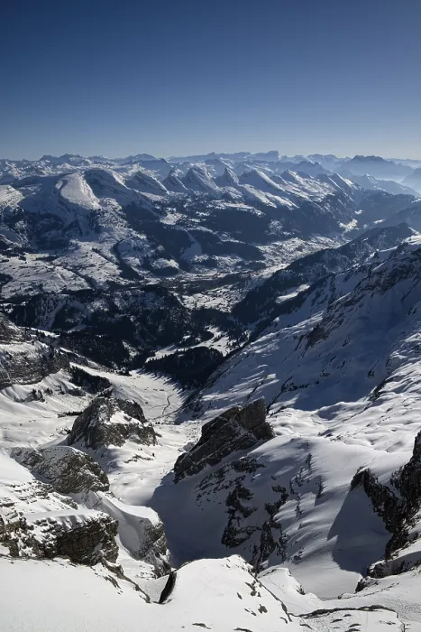 Gerahmter Druck : Blick von Santis auf Wildhaus Gerahmter Druck : Blick von Santis auf Wildhaus