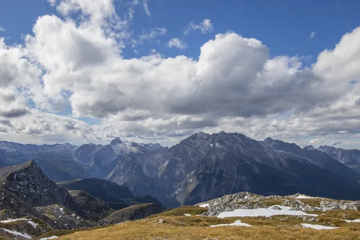 Gerahmter Druck : Blick von Schneibstein auf den Watzmann.