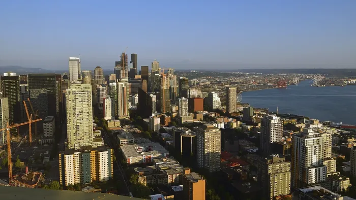 Gerahmter Druck : Blick vom Space Needle auf Seattle. Gerahmter Druck : Blick vom Space Needle auf Seattle.