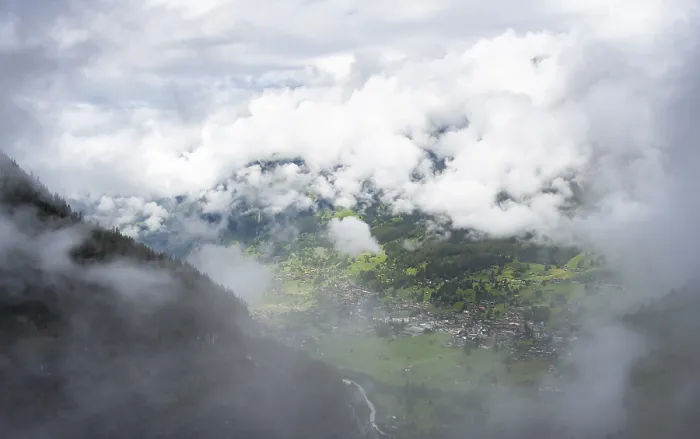 Gerahmter Druck : Blick in die Talung nach Grindelwald