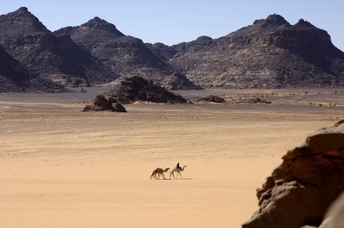 Gerahmter Druck : Wadi in den Ačakus-Bergen Libyen Gerahmter Druck : Wadi in den Ačakus-Bergen Libyen