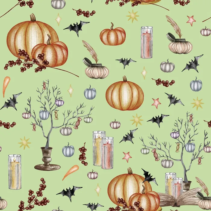 Gerahmter Druck : Wasserfarben-Halloween-Fliesenmuster Gerahmter Druck : Wasserfarben-Halloween-Fliesenmuster