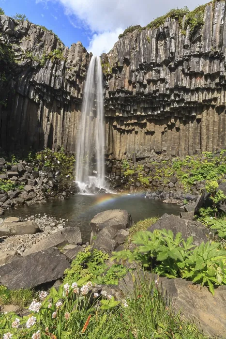 Gerahmter Druck : Wasserfall, Basalt-Säulen, Sommer Gerahmter Druck : Wasserfall, Basalt-Säulen, Sommer