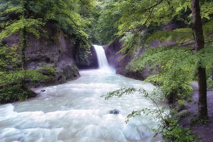 Gerahmter Druck : Wasserfall im Wald, Toss-Tal Gerahmter Druck : Wasserfall im Wald, Toss-Tal