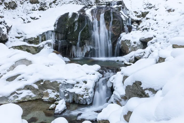 Gerahmter Druck : Wasserfall im Pollat-Tal
