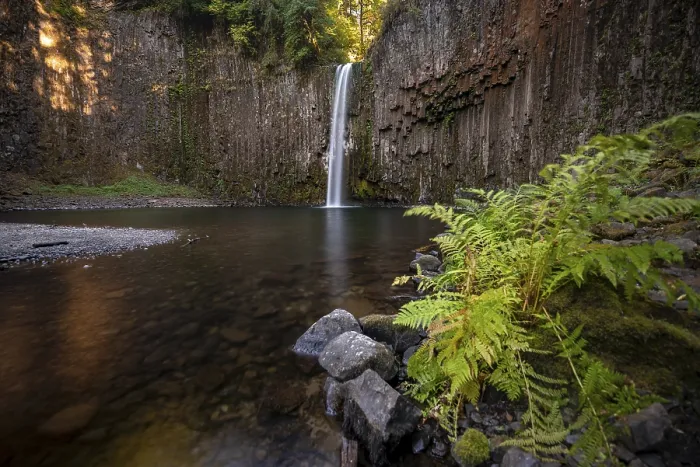 Gerahmter Druck : Wasserfall, Felswand mit Basalt-Säulen. Gerahmter Druck : Wasserfall, Felswand mit Basalt-Säulen.