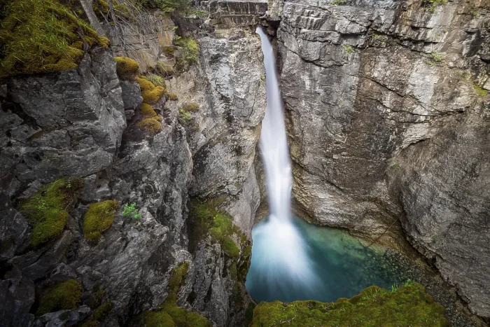 Gerahmter Druck : Wasserfall, Oberer Wasserfall, Bergfluss in einer Schlucht. Gerahmter Druck : Wasserfall, Oberer Wasserfall, Bergfluss in einer Schlucht.
