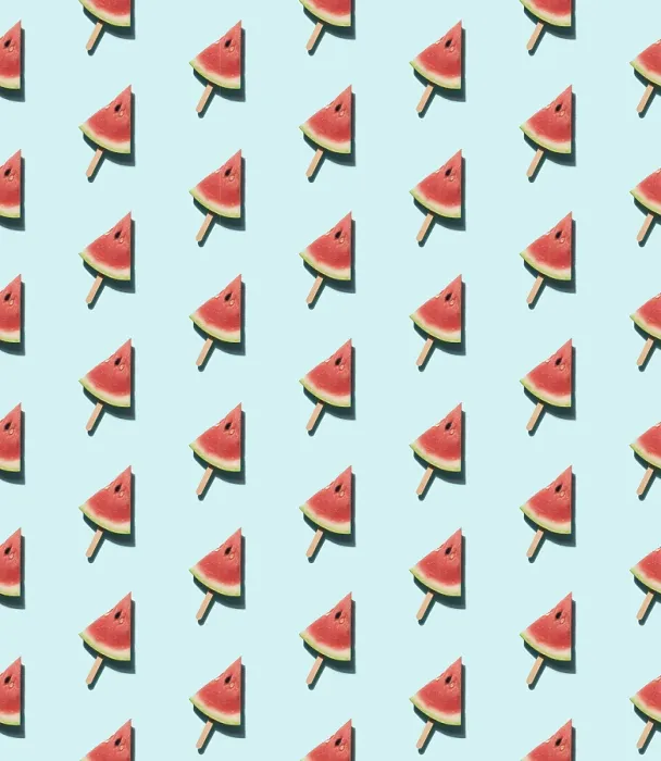 Gerahmter Druck : Wassermelonen-Eisstiel-Muster ohne Lücken. Gerahmter Druck : Wassermelonen-Eisstiel-Muster ohne Lücken.