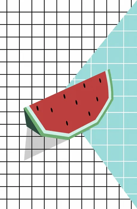 Gerahmter Druck : Wassermelonenstücke auf einem gerafften Hintergrund. Gerahmter Druck : Wassermelonenstücke auf einem gerafften Hintergrund.