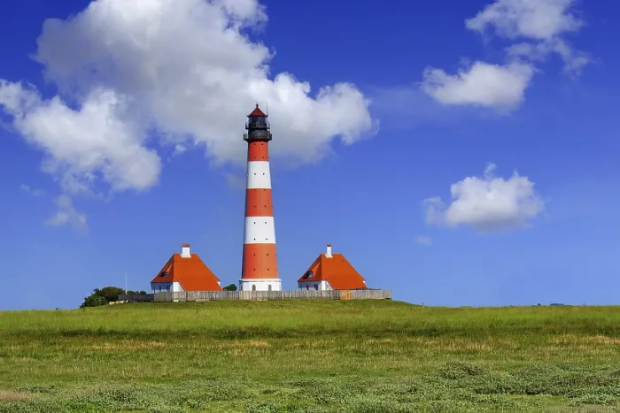 Gerahmter Druck : Leuchtturm Westerhever, Westerheversand Gerahmter Druck : Leuchtturm Westerhever, Westerheversand