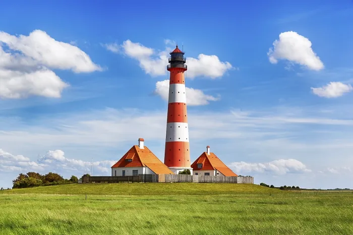 Gerahmter Druck : Leuchtturm Westerheversand, Westerhever Gerahmter Druck : Leuchtturm Westerheversand, Westerhever