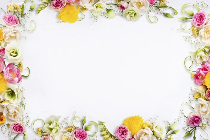 Gerahmter Druck : Ein weißer Hintergrund mit einer blumigen Bordüre. Gerahmter Druck : Ein weißer Hintergrund mit einer blumigen Bordüre.
