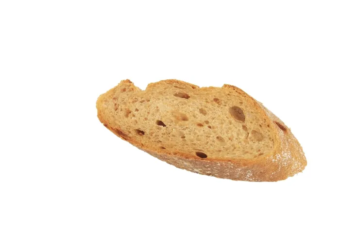 Gerahmter Druck : Weißes Brot, eine Scheibe, isoliert. Gerahmter Druck : Weißes Brot, eine Scheibe, isoliert.