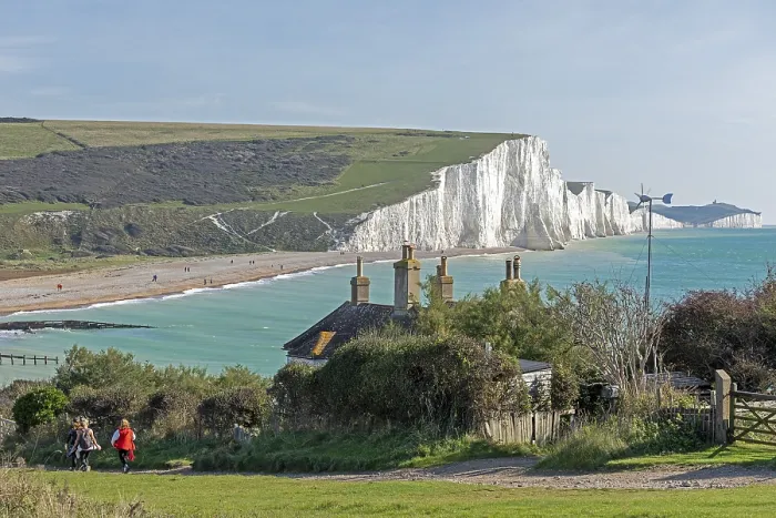 Gerahmter Druck : Weisse Klippen, Seven Sisters, Strand. Gerahmter Druck : Weisse Klippen, Seven Sisters, Strand.