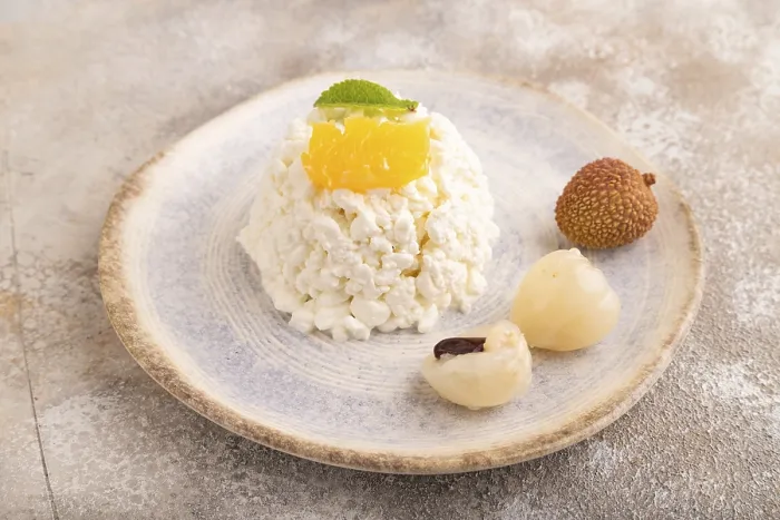 Gerahmter Druck : Weißer Quark, Käsekuchen Gerahmter Druck : Weißer Quark, Käsekuchen