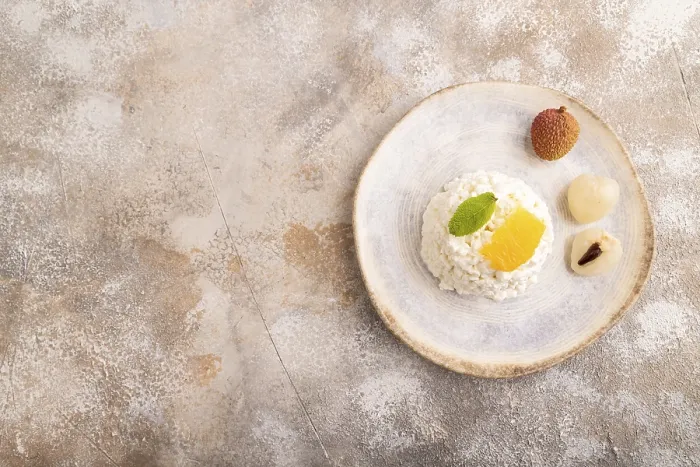 Gerahmter Druck : Weißer Quark, Käsekuchen Gerahmter Druck : Weißer Quark, Käsekuchen