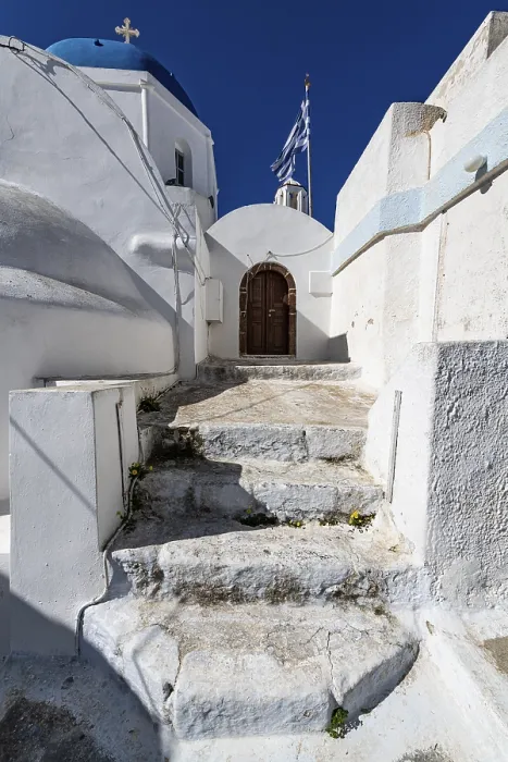 Gerahmter Druck : Weiße Architektur in Pyrgos Gerahmter Druck : Weiße Architektur in Pyrgos
