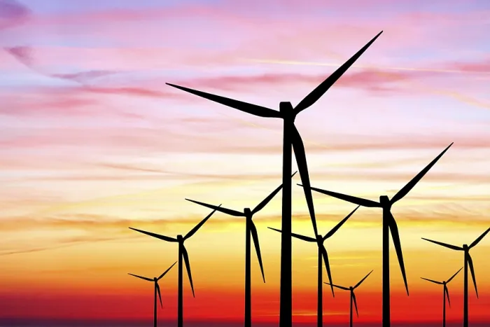 Gerahmter Druck : Windparksunneuntergang Gerahmter Druck : Windparksunneuntergang