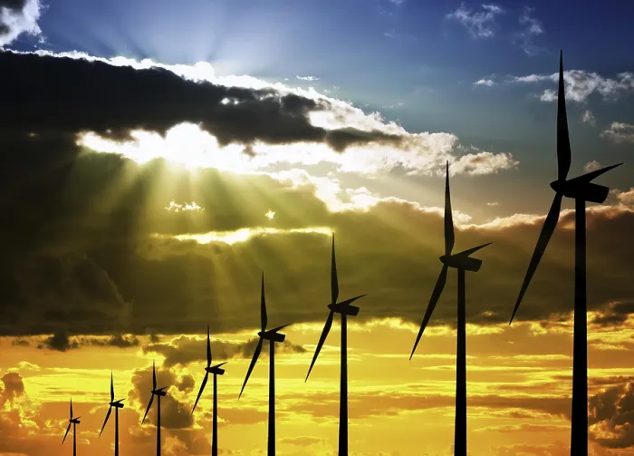 Gerahmter Druck : Windpark bei Sonnenuntergang. Gerahmter Druck : Windpark bei Sonnenuntergang.