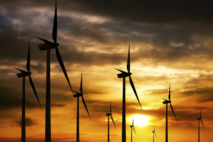 Gerahmter Druck : Windpark bei Sonnenuntergang. Gerahmter Druck : Windpark bei Sonnenuntergang.