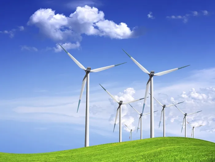 Gerahmter Druck : Windkraftanlagen auf grünem Feld. Gerahmter Druck : Windkraftanlagen auf grünem Feld.