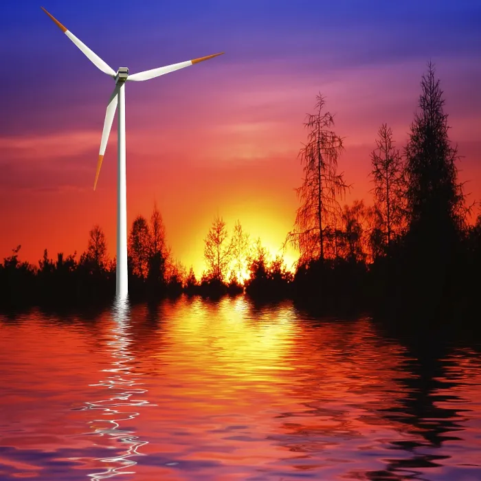 Gerahmter Druck : Windrader am Sonnenuntergang. Gerahmter Druck : Windrader am Sonnenuntergang.