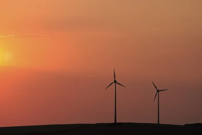 Gerahmter Druck : Windräder bei Sonnenuntergang. Gerahmter Druck : Windräder bei Sonnenuntergang.