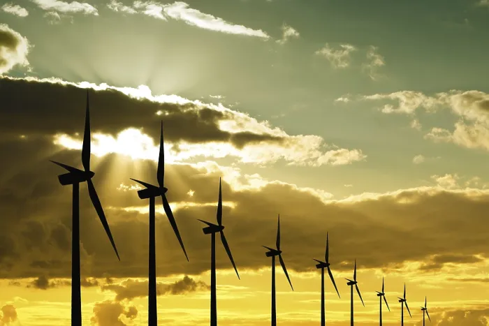 Gerahmter Druck : Windräder bei Sonnenuntergang. Gerahmter Druck : Windräder bei Sonnenuntergang.