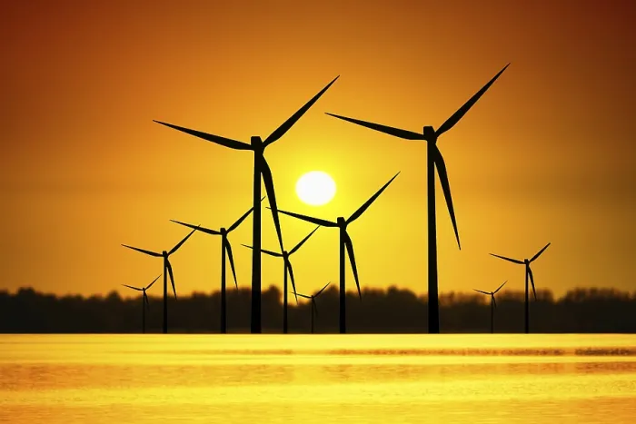 Gerahmter Druck : Windräder bei Sonnenuntergang. Gerahmter Druck : Windräder bei Sonnenuntergang.