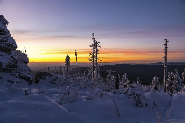 Gerahmter Druck : Winterlandschaft bei Abendlicht. Gerahmter Druck : Winterlandschaft bei Abendlicht.