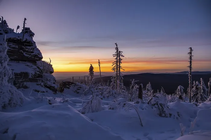 Gerahmter Druck : Winterlandschaft bei Abendlicht. Gerahmter Druck : Winterlandschaft bei Abendlicht.