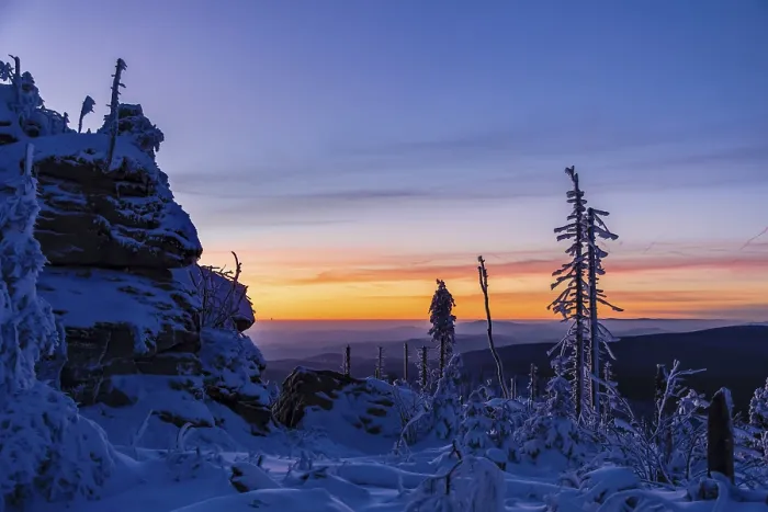 Gerahmter Druck : Winterlandschaft bei Abendlicht. Gerahmter Druck : Winterlandschaft bei Abendlicht.