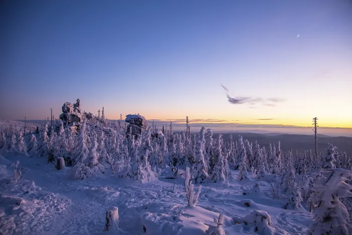 Gerahmter Druck : Winterlandschaft bei Abendlicht. Gerahmter Druck : Winterlandschaft bei Abendlicht.