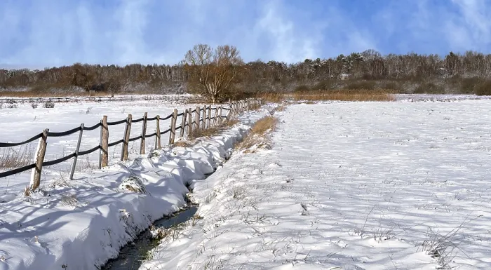 Gerahmter Druck : Winterlandschaft, Felder und Felder in Berlin-Lubars. Gerahmter Druck : Winterlandschaft, Felder und Felder in Berlin-Lubars.