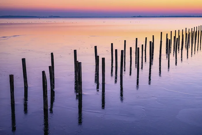 Gerahmter Druck : Winteruntergang am Dummer. Gerahmter Druck : Winteruntergang am Dummer.