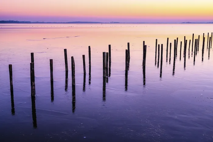 Gerahmter Druck : Sonnenuntergang im Winter am Dummer. Gerahmter Druck : Sonnenuntergang im Winter am Dummer.