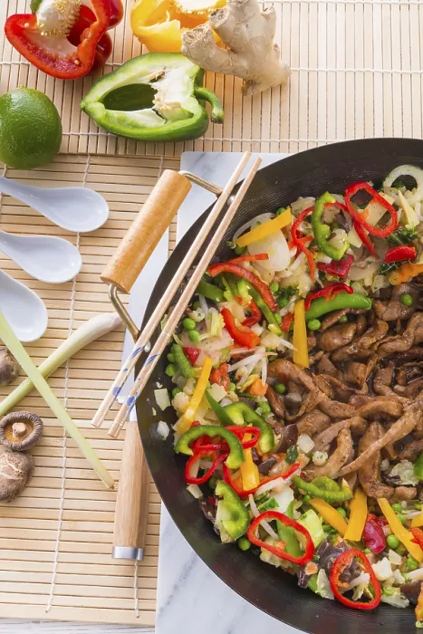 Gerahmter Druck : Wok-Frittierpfanne Gerahmter Druck : Wok-Frittierpfanne