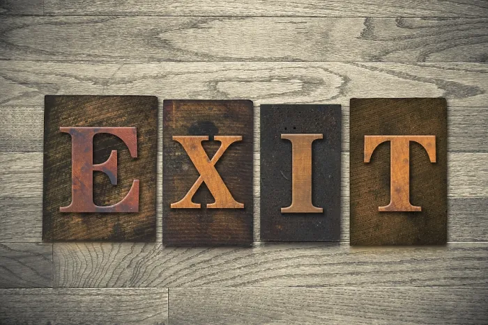 Gerahmter Druck : Das Wort EXIT-Thema in Vintage-Schrift. Gerahmter Druck : Das Wort EXIT-Thema in Vintage-Schrift.