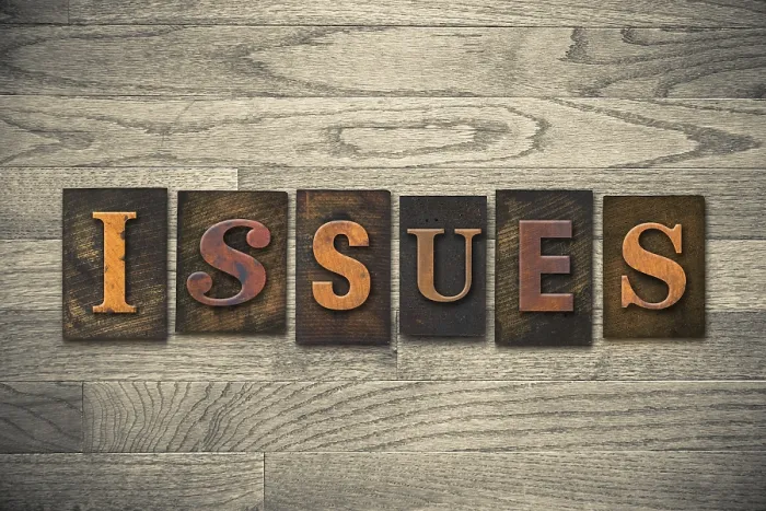 Gerahmter Druck : Das Wort ISSUES-Thema geschrieben in Vintage. Gerahmter Druck : Das Wort ISSUES-Thema geschrieben in Vintage.
