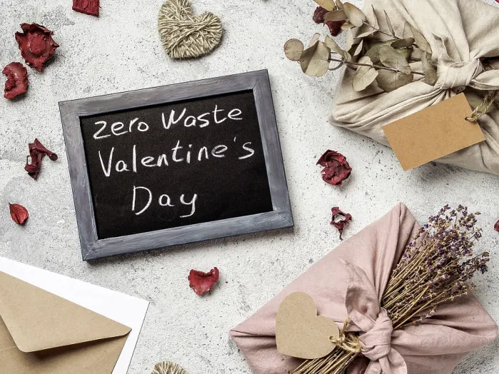 Gerahmter Druck : Zero-Waste-Valentinstag-Konzept Gerahmter Druck : Zero-Waste-Valentinstag-Konzept