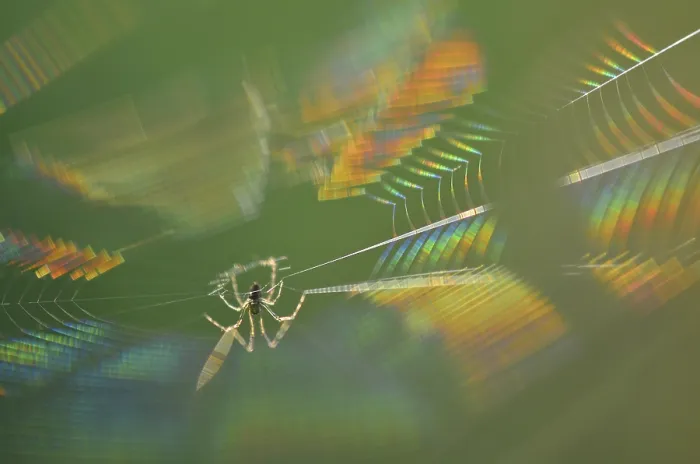 Gerahmter Druck : Spinne, Spinnennetz