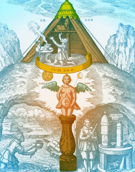 Gerahmter Druck : Alchemy. Ein Mann wird gemacht. Mittelalterliche Radierung Gerahmter Druck : Alchemy. Ein Mann wird gemacht. Mittelalterliche Radierung