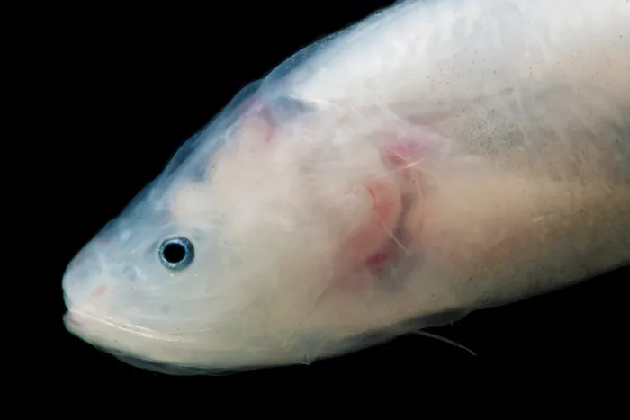 Gerahmter Druck : Kusk Eel (Luciobrotula corethromycter)