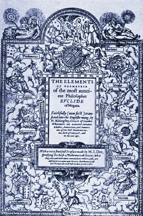Gerahmter Druck : Elemente der Geometrie, Frontispiz, 16. Jahrhundert Gerahmter Druck : Elemente der Geometrie, Frontispiz, 16. Jahrhundert