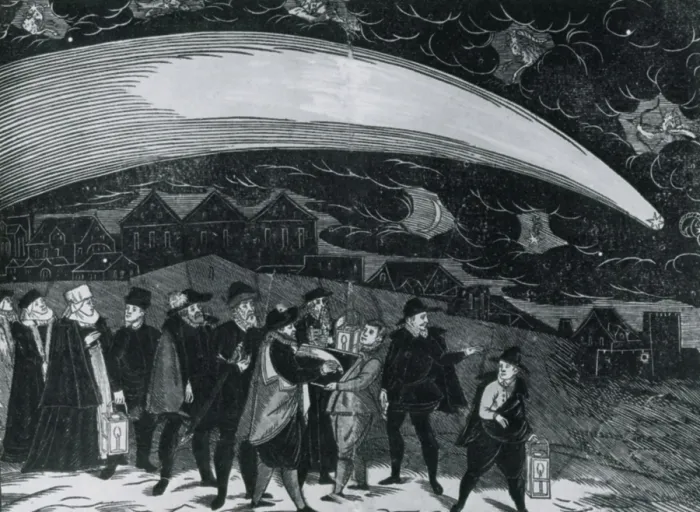 Gerahmter Druck : Der Große Komet von 1577. Gerahmter Druck : Der Große Komet von 1577.