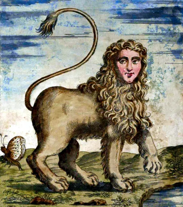 Gerahmter Druck : Manticore, legendärer Kreatur. Gerahmter Druck : Manticore, legendärer Kreatur.