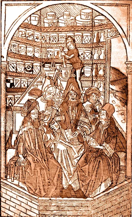 Gerahmter Druck : Mittelalterliche Apotheke Gerahmter Druck : Mittelalterliche Apotheke